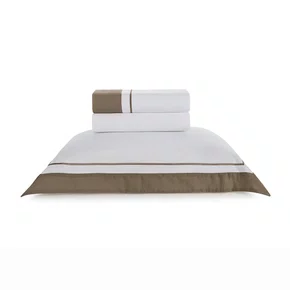 Jogo de Cama Solteiro Fiesole 200 Fios Trussardi Branco e Marrone 180cm x 260cm