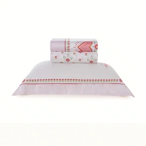 Jogo de Cama Solteiro Le Collone 300 Fios Trussardi Estampado 170cm x 280cm