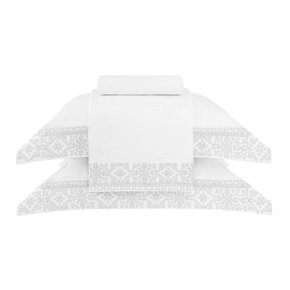 Jogo De Cama Super King Aida 300 Fios Buddemeyer Cinza 2,80 x 2,90 m