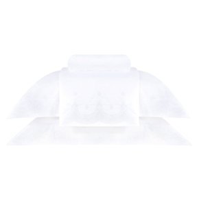 Jogo De Cama Super King Liberty 400 Fios Buddemeyer Luxus Branco/Bordado Branco 2,,80 x 2,90 m