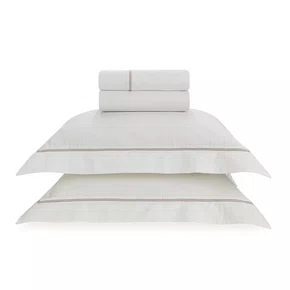 Jogo De Cama Super King Portello 300 Fios Trussardi Branco/Legno