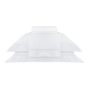 Jogo De Cama Super King Preston 1000 Fios Buddemeyer Luxus Branco 2,80 x 2,90 m