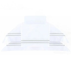 Jogo De Cama Super King Trento 800 Fios Buddemeyer Luxus Branco/Borda Verde 2,80 x 2,90 m