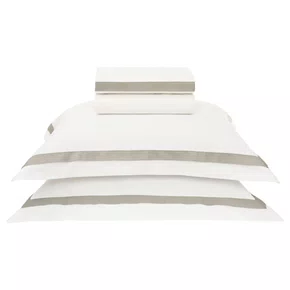 Jogo de Cama Super King Vercelli 300 Fios Trussardi Branco e Marmo 2,80 X 2,60 m