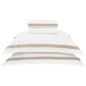 Jogo De Cama Super King Vercelli 300 Fios Trussardi Branco/Nocciola 2,80 x 2,80 m