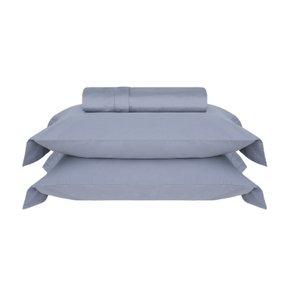 Jogo De Capa De Edredom Queen Dallas 600 Fios Buddemeyer Luxus Azul Balm 2,60 x 2,40 m