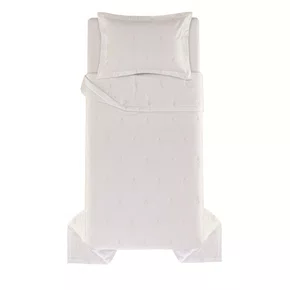 Jogo de Colcha Solteiro Bella 300 Fios Trussardi Branco e Soft Nude 200cm x 280cm