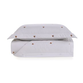 Jogo De Colcha Solteiro Piccola 200 Fios Trussardi Branco/Duna 1,80 x 2,50 m