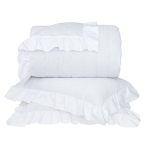 Jogo De Colcha Super King Petit Pois 270 Fios Buddemeyer Luxus Branco 2,90 x 2,50 m