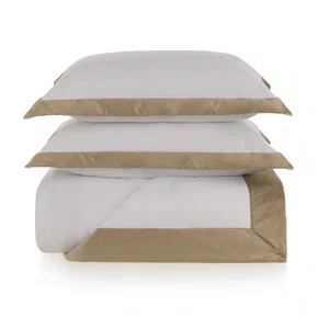 Jogo De Colcha Super King Valestro 300 Fios Trussardi 3,10 x 2,80 m Branco/Nocciola