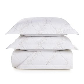 Jogo De Colcha Super King Verone 200 Fios Trussardi Branco/Carvalho 2,90 x 2,50 m