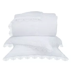Jogo De Colcha Super King Vivienne Buddemeyer Luxus Branco 3,00 x 2,55 m