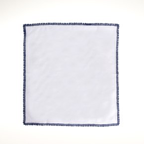 Jogo de Guardanapos de 06 Peças Paris Rendado Flor de Lis Branco e Azul