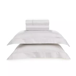 Jogo De Lençol Queen Girelli Bambu 300 Fios Trussardi Branco 2,40 x 2,80 m