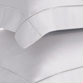 Jogo De Lençol Queen Girelli Bambu 300 Fios Trussardi Branco/Platino 2,40 x 2,80 m