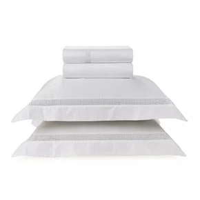 Jogo De Lençol Queen Marconi 300 Fios Trussardi Branco/Branco
