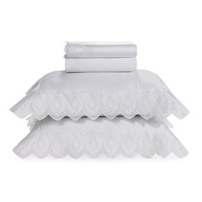 Jogo De Lençol Super King Riviera 600 Fios Trussardi Branco 2,80 x 2,80 m