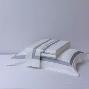 Jogo De Lençol Queen Turin 300 Fios Artelassê Branco/Cinza Brita
