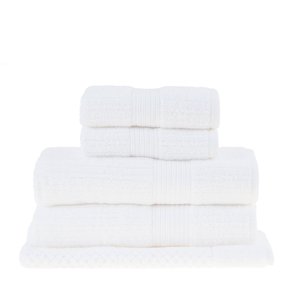 Jogo de Toalhas 5 Peças Fio Penteado Canelado Buddemeyer Branco