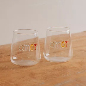 Jogo de 2 Copos em Vidro Borossilicato Amor 450 ml