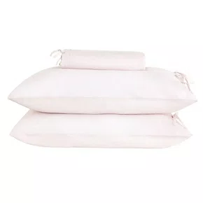 Kit 03 Peças Capa para Edredom Queen Linó 100% Linho Buddemeyer Luxus Rosa 260cm x 240cm