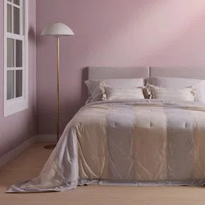 Kit 03 Peças Colcha King Anne 100% Algodão Buddemeyer Luxus Cinza 310cm x 260cm