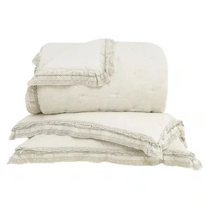 Kit 03 Peças Colcha King Linetta Buddemeyer Luxus Bege 307cm x 258cm