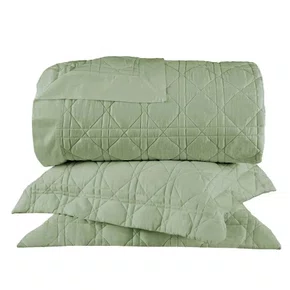 Kit 03 Peças Colcha King Noah Buddemeyer Luxus Verde Safari 310cm x 260cm