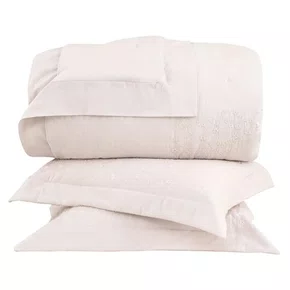 Kit 03 Peças Colcha Queen Elle 100% Algodão Buddemeyer Luxus Rosa Ballet 280cm x 260cm