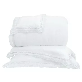 Kit 03 Peças Colcha Queen Linetta Buddemeyer Luxus Branco 277cm x 258cm