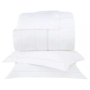 Kit 03 Peças Colcha Queen Prestigé 300 Fios Buddemeyer Luxus Branco 2,80 x 2,60 m