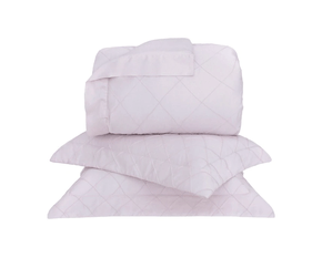 Kit 03 Peças Colcha Super King Etienne Rosa Ivory 270 Fios Buddemeyer Luxus