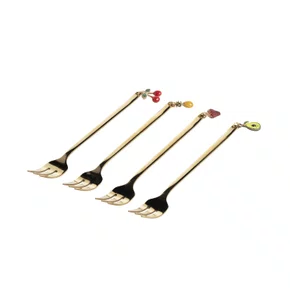 Kit 04 Garfos Dourados com Pingente Cromus