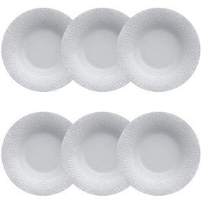 Kit 06 Pratos Fundos Lady Germer Branco 24cm 