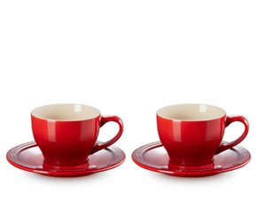 Kit 2 Canecas Com Pires Le Creuset Vermelho 200 ml