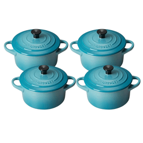 Kit 4 Mini Cocottes Azul Caribe Le Creuset