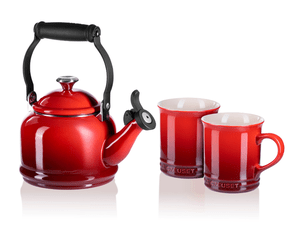 Kit Chaleira Demi e 2 Canecas Seattle Le Creuset Vermelho