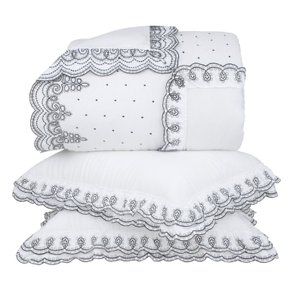 Kit Colcha 3 Peças Extra King Guida Buddemeyer Luxus Branca