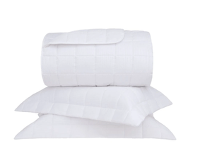 Jogo De Colcha Super King Damask Stripes 300 Fios Buddemeyer Branco