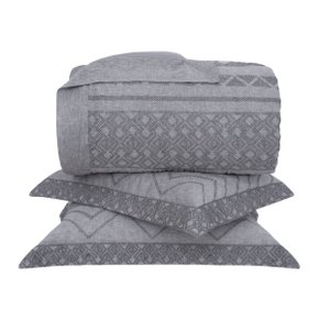 Kit Colcha Queen Linho/ Algodão Ethan Buddemeyer Luxus Cinza Mescla