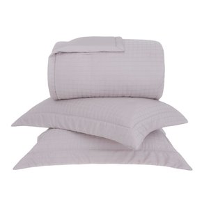 Kit Colcha Super King 300 Fios Damask Square Buddemeyer Bege Palha 2,90 x 2,50 m