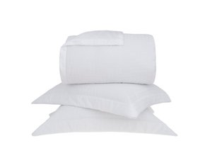 Kit Colcha Super King 300 Fios Damask Square Buddemeyer Branco 2,90 x 2,50 m