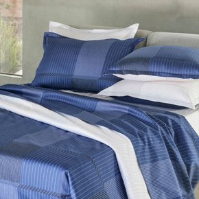 Lençol de Cima Queen Tennis Stripes 300 Fios Azul Marinho Hugo Boss Home 2,40 x 3,00
