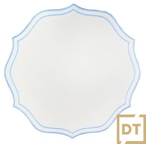 Lugar Americano Bordado Decortextil Off White e Azul Bebe