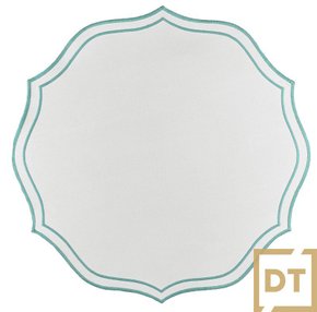 Lugar Americano Bordado Decortextil Off White e Tiffany