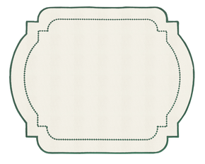 Lugar Americano Bordado Decortextil Off White e Verde