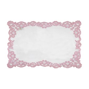 Lugar Americano em Tule Bordado Manu Fisch Off White e Rosa