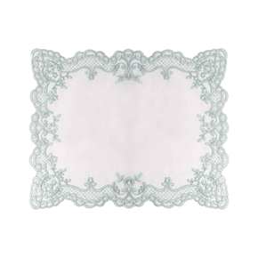 Lugar Americano em Tule com Bordado Manu Fisch Off White e Azul