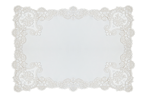 Lugar Americano Tecido Poliéster Borda Rendada Manu Fisch Branco 40x55cm