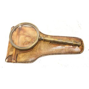 Lupa de Metal e Coldre de Couro Antica 11 x 25 cm